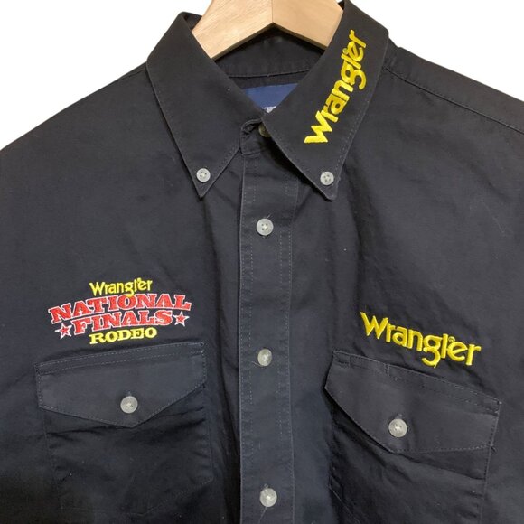 Wrangler Mens National Finals Rodeo Black Button-Up Shirt Embroidered Logos XL - Picture 5 of 6